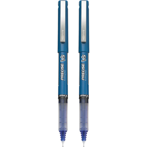 PILOT Precise V5 Stick Liquid Ink Rolling Ball Stick Pens, Extra Fine Point (0.5mm) Blue Ink, 2-Pack (25002)