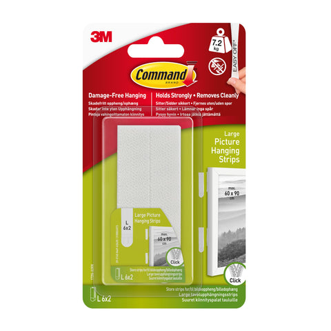 Command 16 lb Large White Picture Hanging Strips, 6 Pairs (12 Strips), Indoor Use, Decorate Damage-Free (17206-6ES)