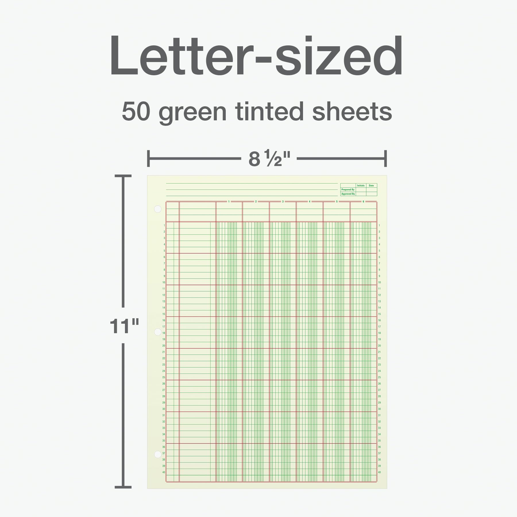 Adams Analysis Pad, 8 1/2" x 11", 100 Pages (50 Sheets), 6 Columns, Green