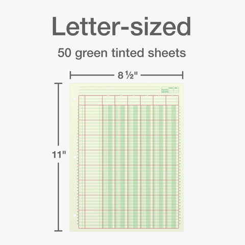Adams Analysis Pad, 8 1/2" x 11", 100 Pages (50 Sheets), 6 Columns, Green