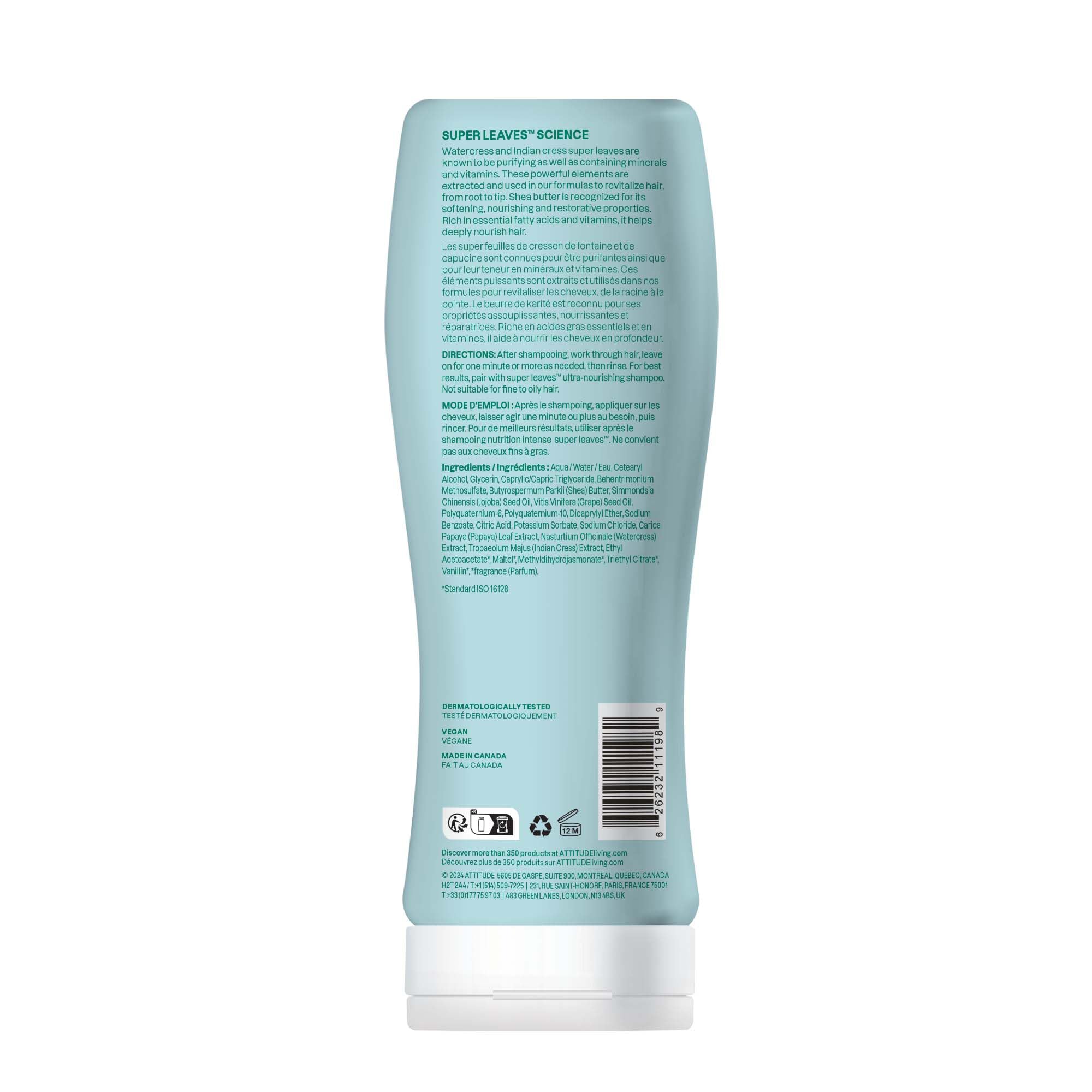 ATTITUDE Ultra-Nourishing Conditioner for Curly Hair with Shea Butter, Vegan Detangler and Naturally Derived 4a, 4b, 4c Curl Type, Deeply Nourishes Curls, 16 Fl Oz