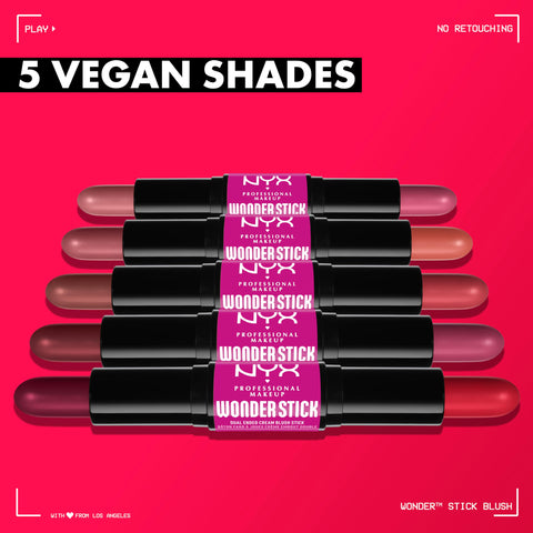 NYX PROFESSIONAL MAKEUP Wonder Stick Blush with Hydrating Hyaluronic Acid, Dual-Ended Cream Blush Stick - Bright Amber & Fuchsia