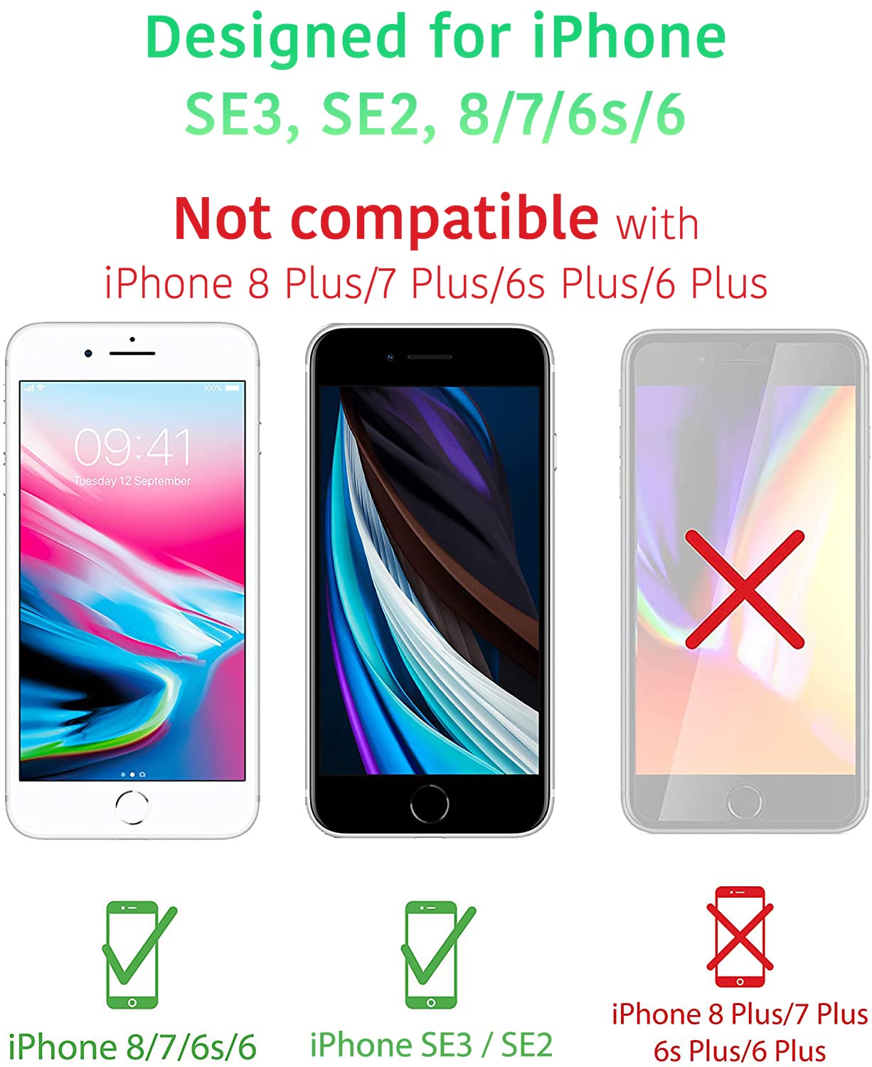 TalkWorks Tempered Glass Screen Protector for iPhone SE3/SE2/8/7/6S/6 - Case Compatible, Anti-Glare, Smudge & Crack Proof, Ultra Thin (Pack of 3)