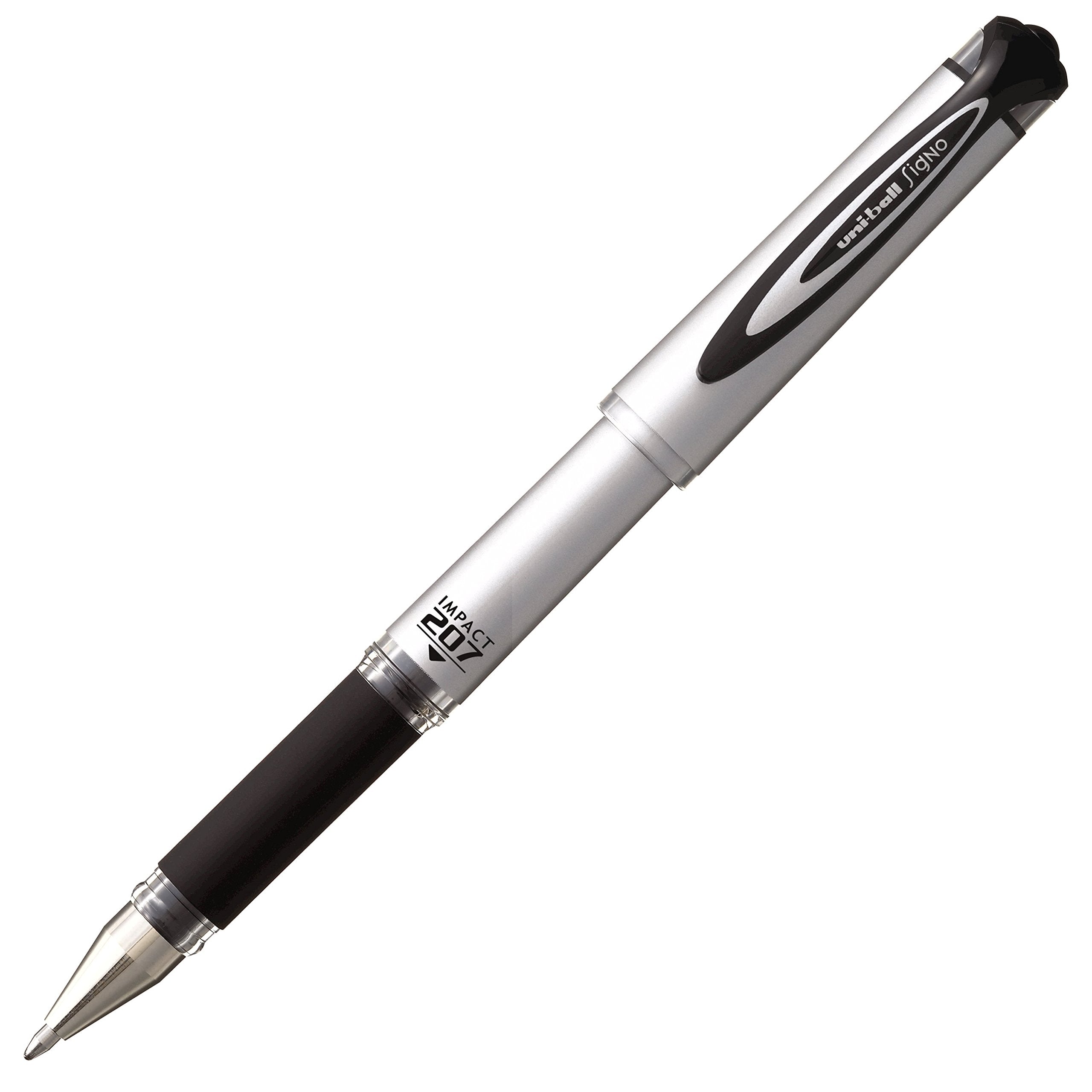 uni-ball® 207™ Impact™ Gel Pens, Bold Point, 1.0 mm, Black; Gray Barrel, Black Ink, Pack Of 12