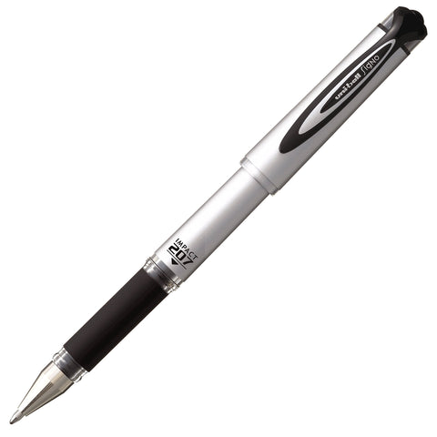 uni-ball® 207™ Impact™ Gel Pens, Bold Point, 1.0 mm, Black; Gray Barrel, Black Ink, Pack Of 12