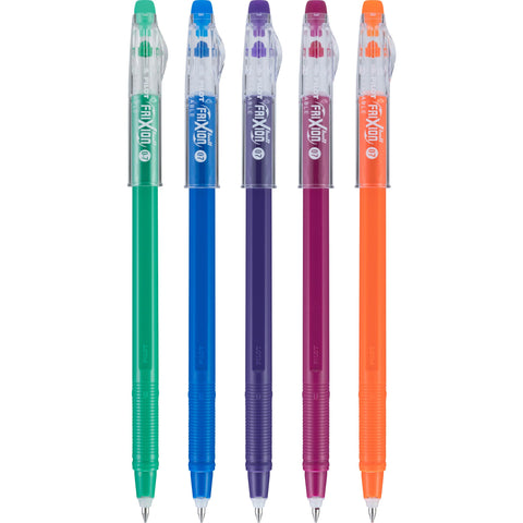 Pilot, FriXion ColorSticks Erasable Gel Ink Pens, Fine Point 0.7 mm, Pack of 5, Kelly Green, Blue, Purple, Magenta & Salmon Pink