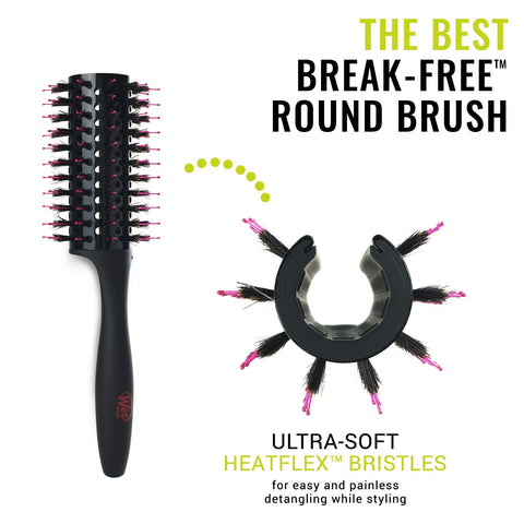 Wet Brush Straighten & Style Round Brush - for All Hair Types - A Perfect Blow Out with Less Pain, Effort and Breakage - Open Barrel Design For High Speed Drying In Less Time, Black