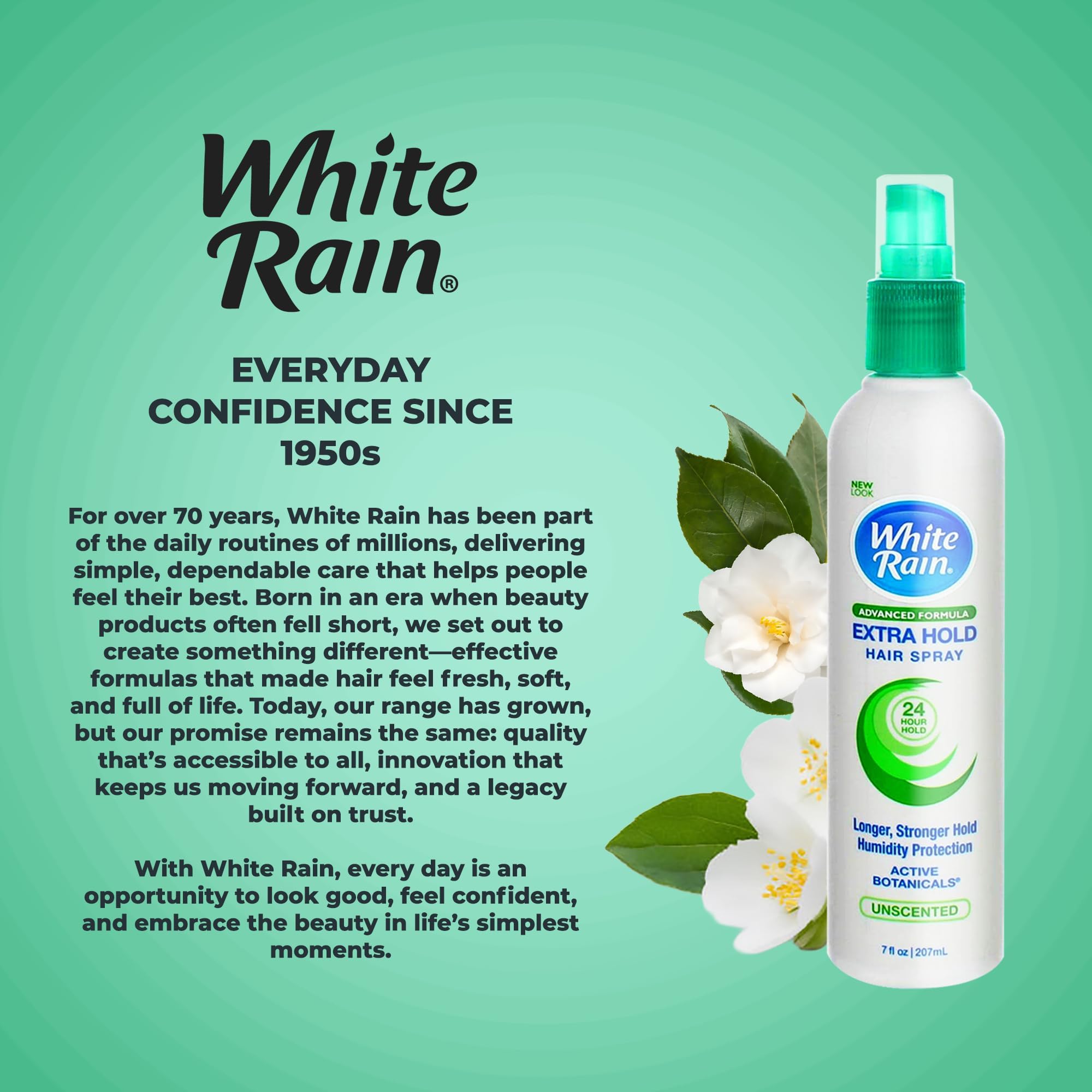 White Rain Hairspray Extra Hold Unscented, 7 oz (Pack of 6) - Non-Aerosol Hair Spray Extra Hold for Men & Women, Advanced Formula with Humidity Protection, Fragrance-Free, Non-Sticky, All Hair Types
