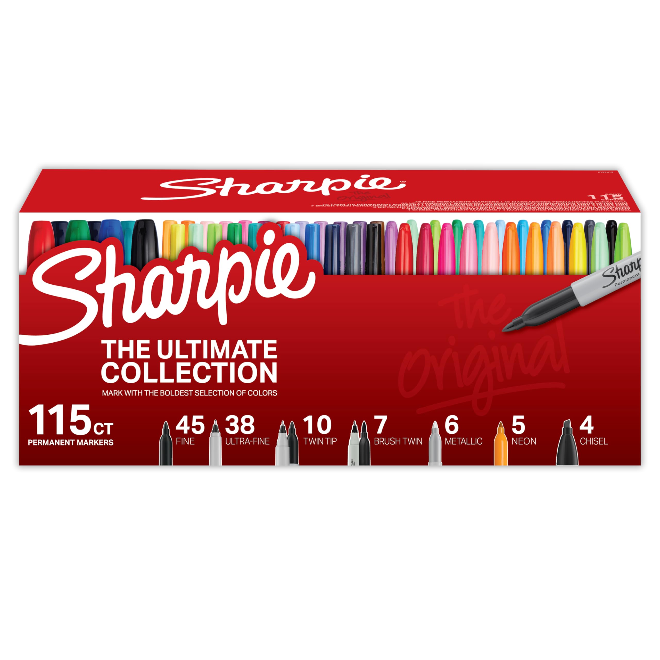 Sharpie Permanent Markers Ultimate Collection Fine and Ultra Fine Points Assorted Colors 115 Count