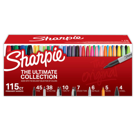 Sharpie Permanent Markers Ultimate Collection Fine and Ultra Fine Points Assorted Colors 115 Count