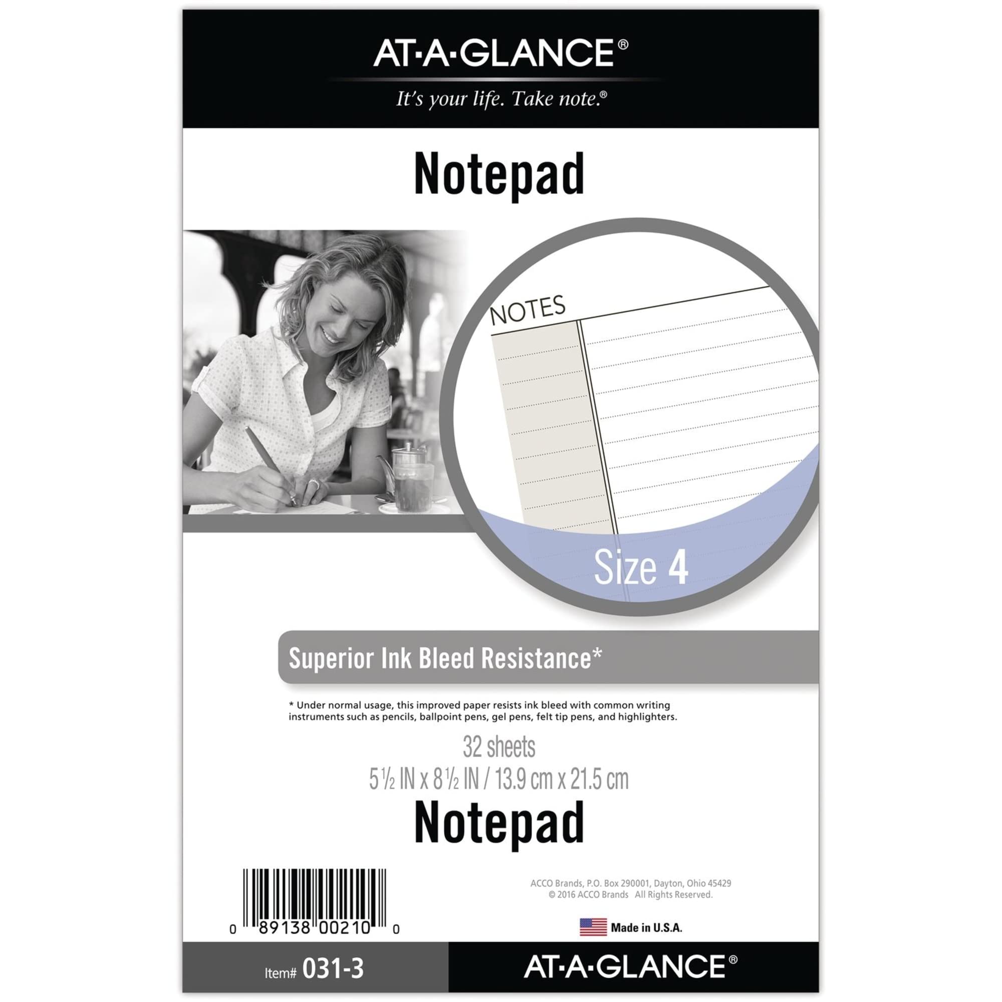 AT-A-GLANCE Day Runner Lined NotePad Pages, 87275 DAY-TIMER, Refill, Loose-Leaf, Undated, for Planner, 5-1/2" x 8-1/2", Size 4, 32 Sheets/Pack (031-3)