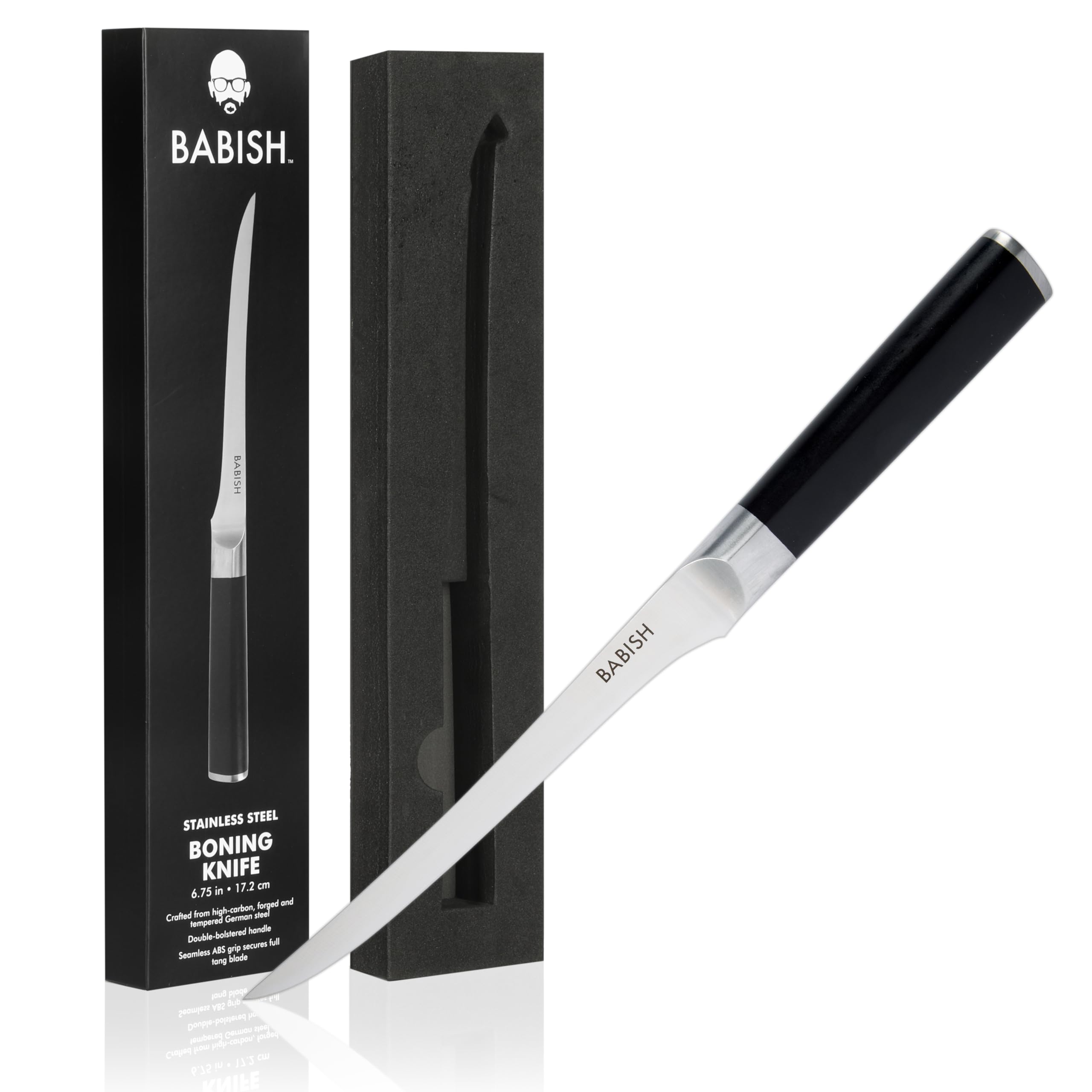 Babish 8-Inch Boning Knife – High-Carbon 1.4116 German Steel Kitchen Knife – Professional Cutlery for Precise Meat and Fish Deboning