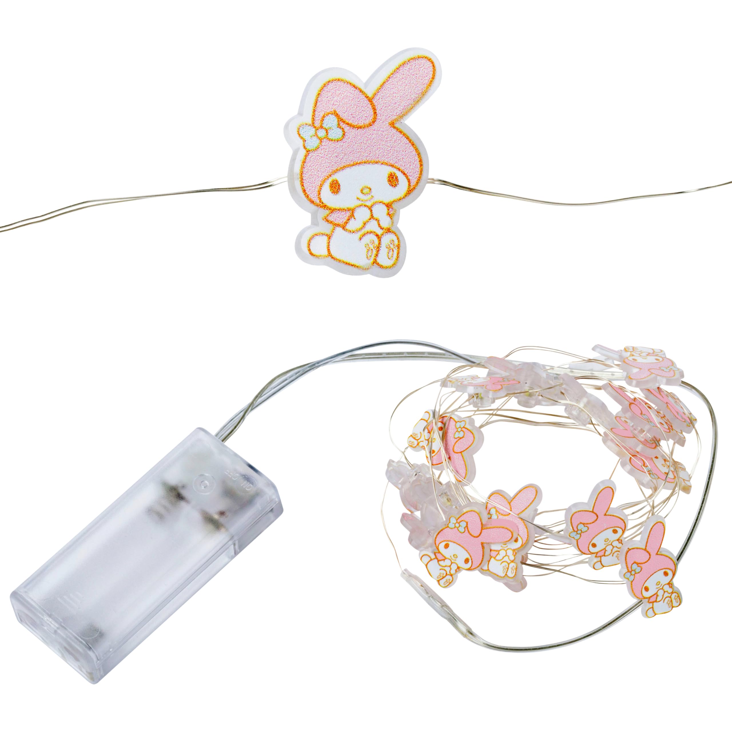Silver Buffalo Sanrio Hello Kitty and Friends My Melody 20ct Decorative String Lights, 7 Feet Long, Battery Powered (2 AA Batteries Included), Cool White LED, Indoor Use Only
