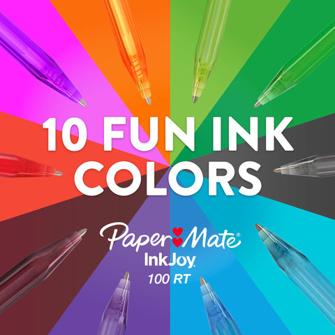 Paper Mate InkJoy 100RT Retractable Ballpoint Pens, Medium Point, Assorted Ink, 8 Pack (1945935)