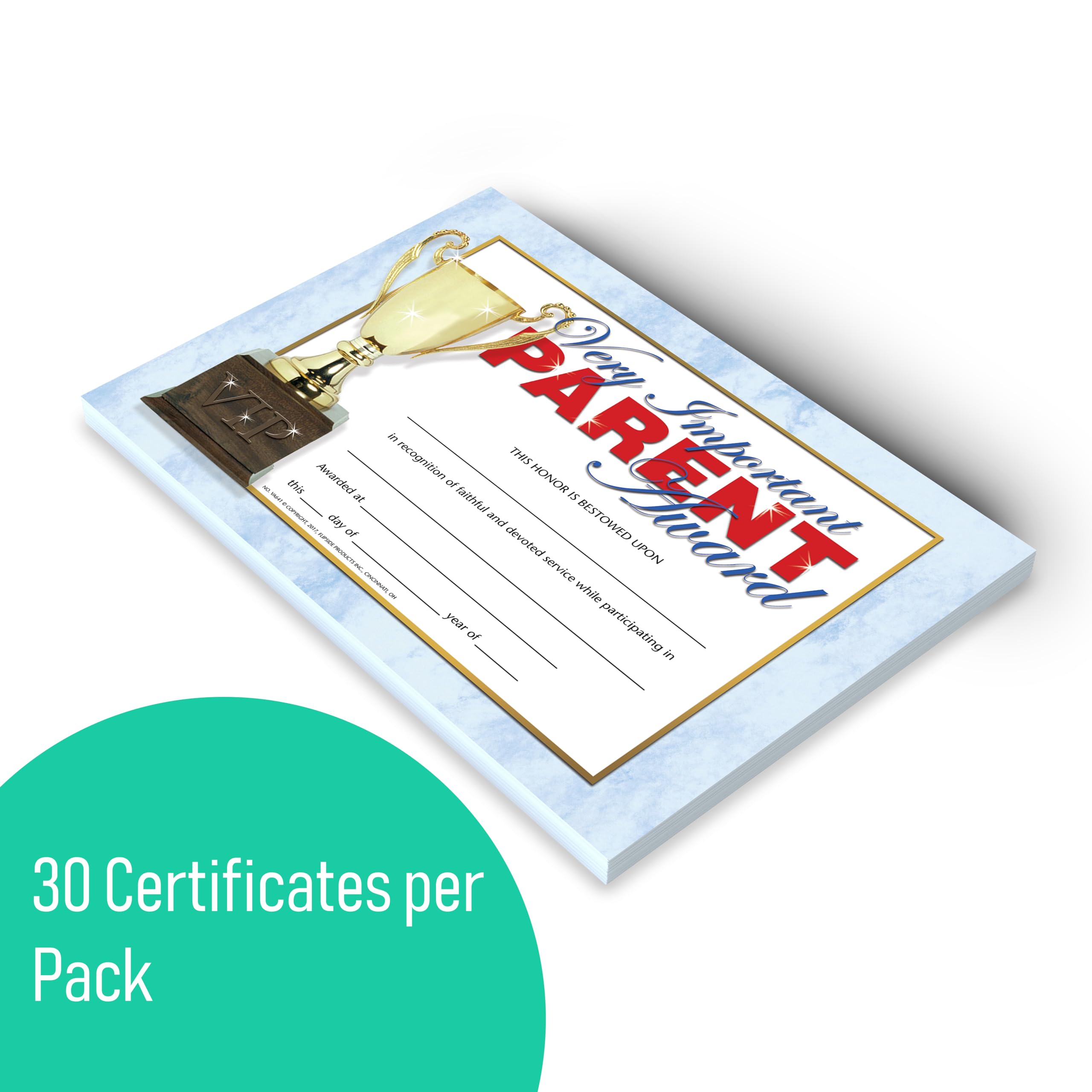 Hayes Very Important Parent Award Certificates, Personalized Parent Recognition Certificates with Trophy Design, Full-Color Matte Finish, 8.5" x 11" - 30 Pack