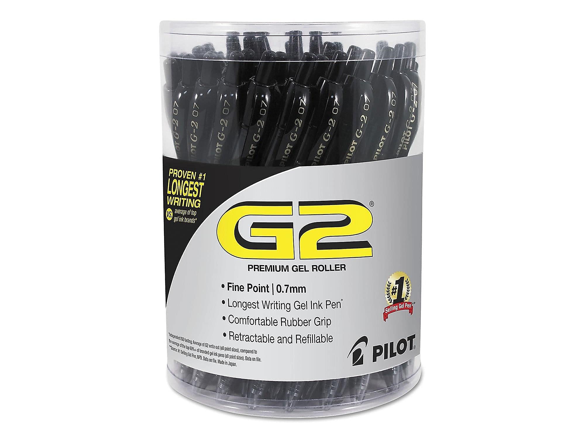 Pilot 84065 G2 Premium Retractable Gel Ink Pen, Refillable, Black Ink.7 mm, 36/Pack (PIL84065)