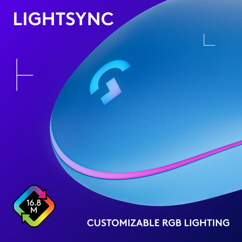 Logitech G203 Wired Gaming Mouse, 8,000 DPI, Rainbow Optical Effect LIGHTSYNC RGB, 6 Programmable Buttons, On-Board Memory, Screen Mapping, PC/Mac Computer and Laptop Compatible - Blue