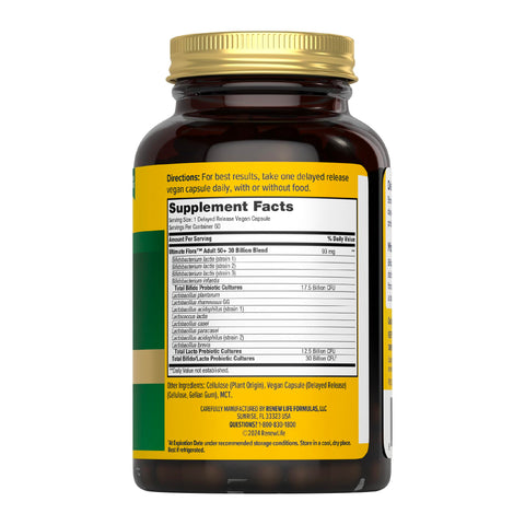 Renew Life Probiotic Adult 50 Plus Probiotic Capsules, Daily Supplement Supports Urinary, Digestive and Immune Health, L. Rhamnosus GG, Dairy, Soy and gluten-free, 30 Billion CFU, 60 Count