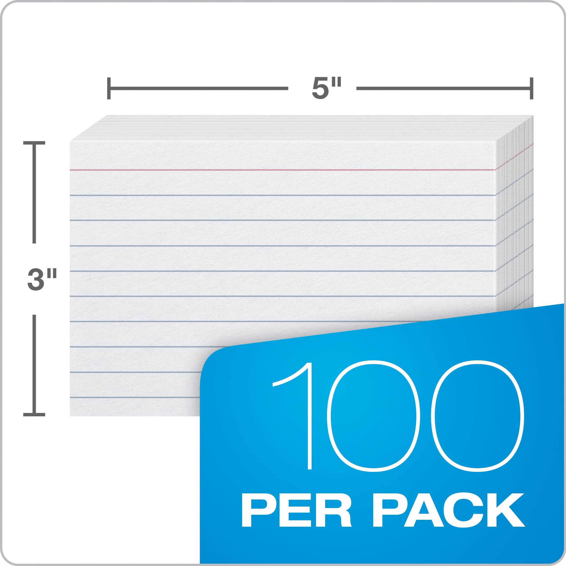 Oxford Ruled Index Cards, 3" x 5", White, 100 Per Pack (40136)
