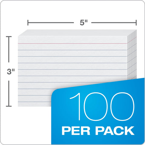 Oxford Ruled Index Cards, 3" x 5", White, 100 Per Pack (40136)