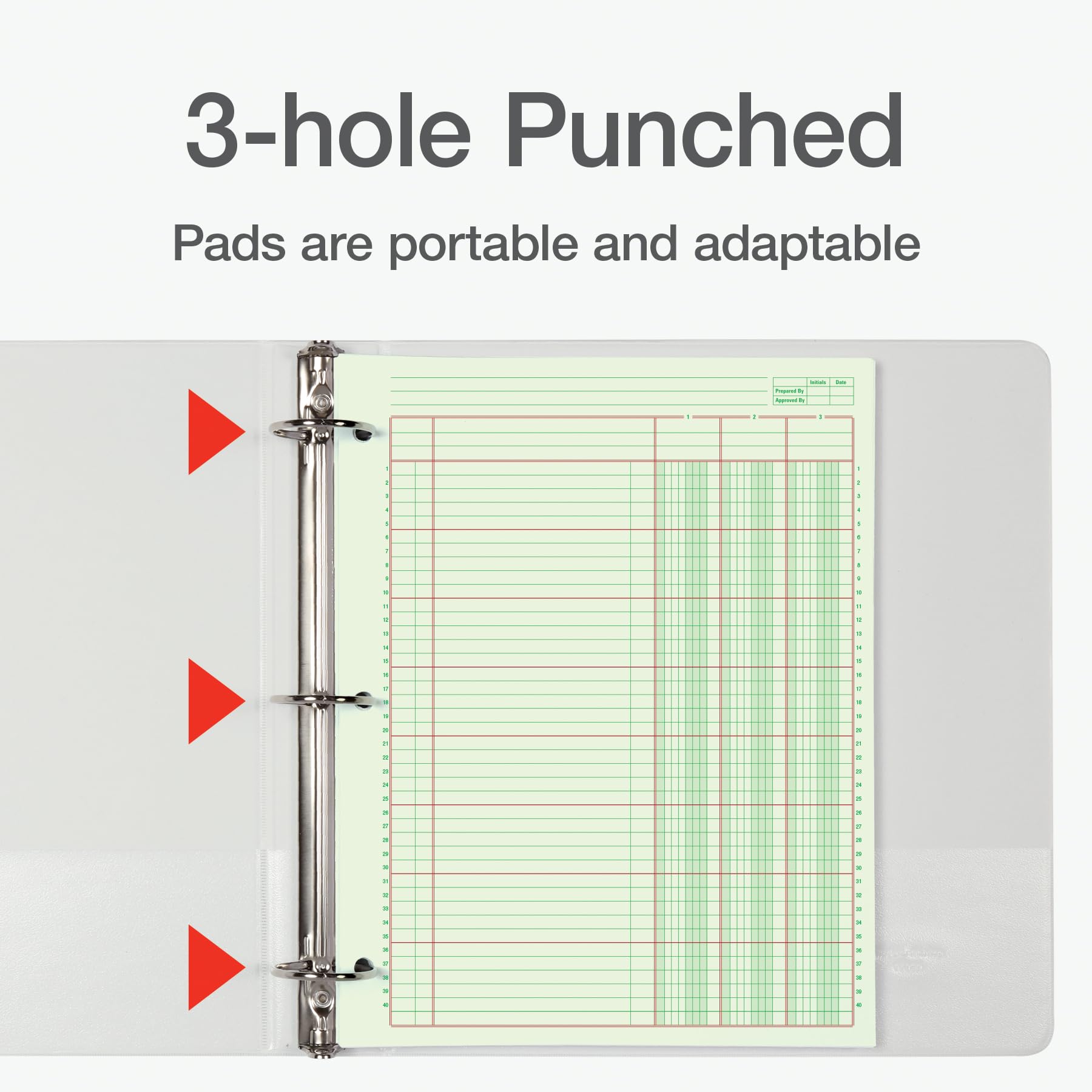 Adams Columnar Analysis Pad, 3 Column, 8 1/2 X 11, Single Page Format, 50 Sheets/pad (ACP85113)
