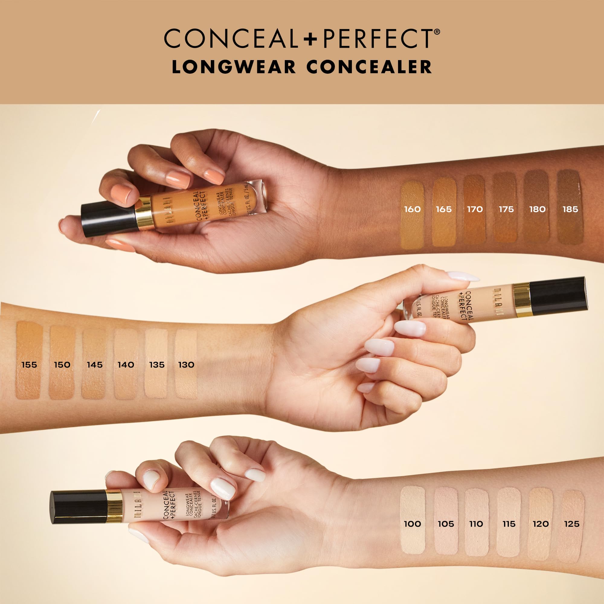 Milani Conceal + Perfect Longwear Concealer - Light Natural (0.17 Fl. Oz.) Vegan, Cruelty-Free Liquid Concealer - Cover Dark Circles, Blemishes & Skin Imperfections for Long-Lasting Wear