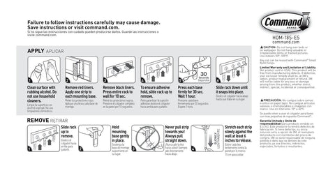 3M Command HOM18SES Decorative Key Rail, 8w x 1 1/2d x 2 1/8h, Black/Silver, 4 Hooks/Pack
