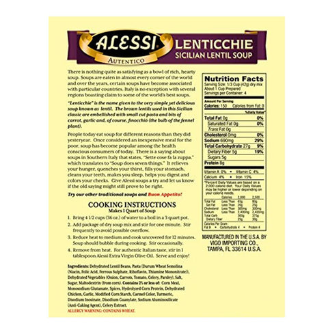 Alessi Autentico Premium Soups, Traditional Flavors, Sicilian Lentil (Sicilian Lentil, 6 Ounce (Pack of 1))