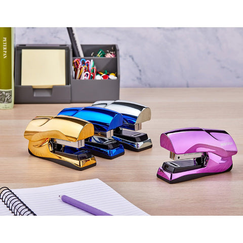 Bostitch Office Heavy Duty Stapler, 40 Sheet Capacity, No Jam, Half Strip, Fits into the Palm of Your Hand, For Classroom, Office or Desk, Metallic Blue