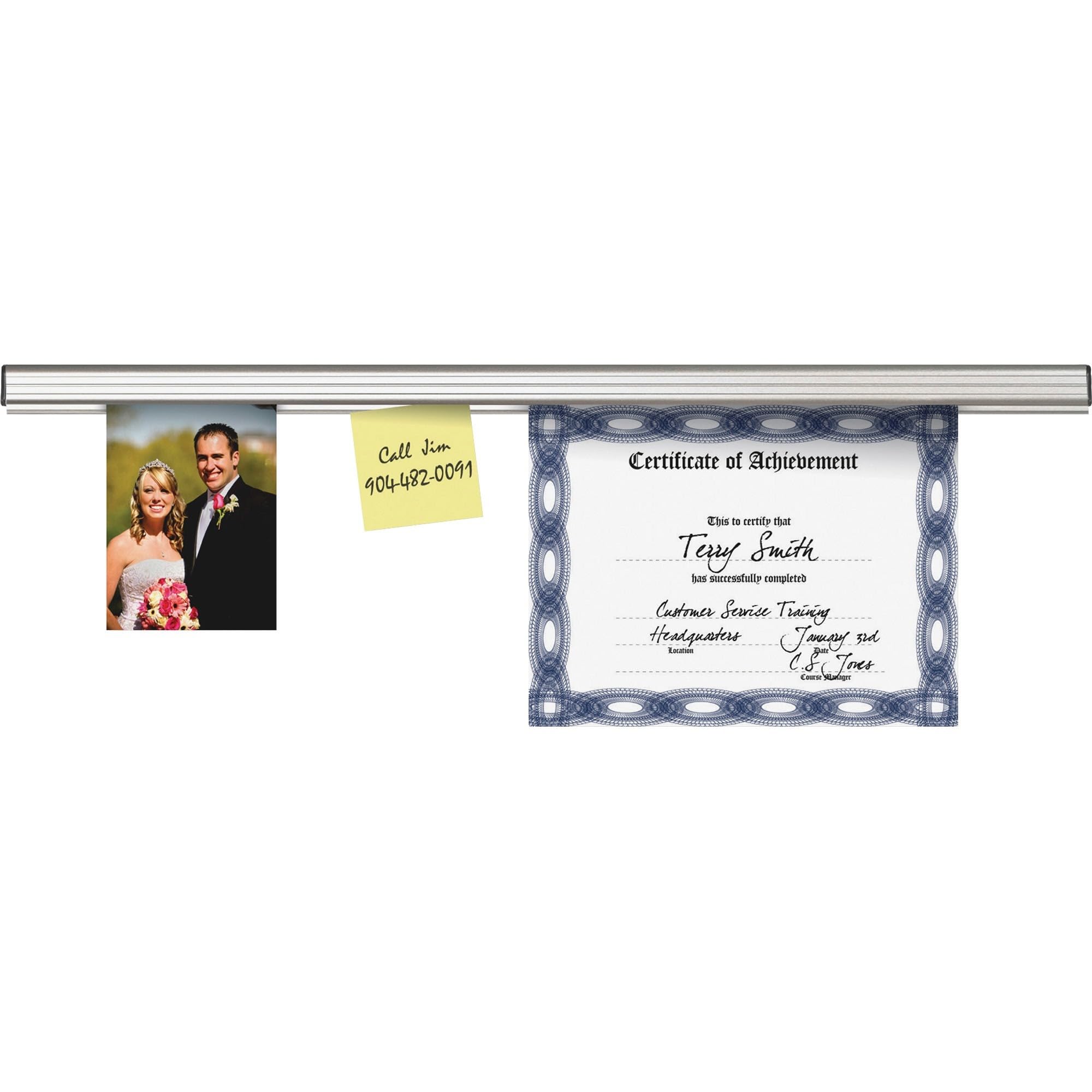Advantus 2015 Grip-A-Strip Display Rail, 96 x 1 1/2, Aluminum Finish