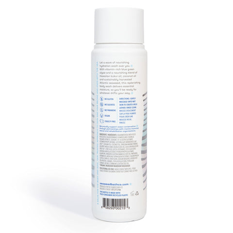Seaweed Bath Co. Hydrate Body Wash - Unscented - Foaming Shower Gel Cleanser with Natural Ingredients - Fragrance Free and Gentle - Good For Sensitive Skin - 12 oz