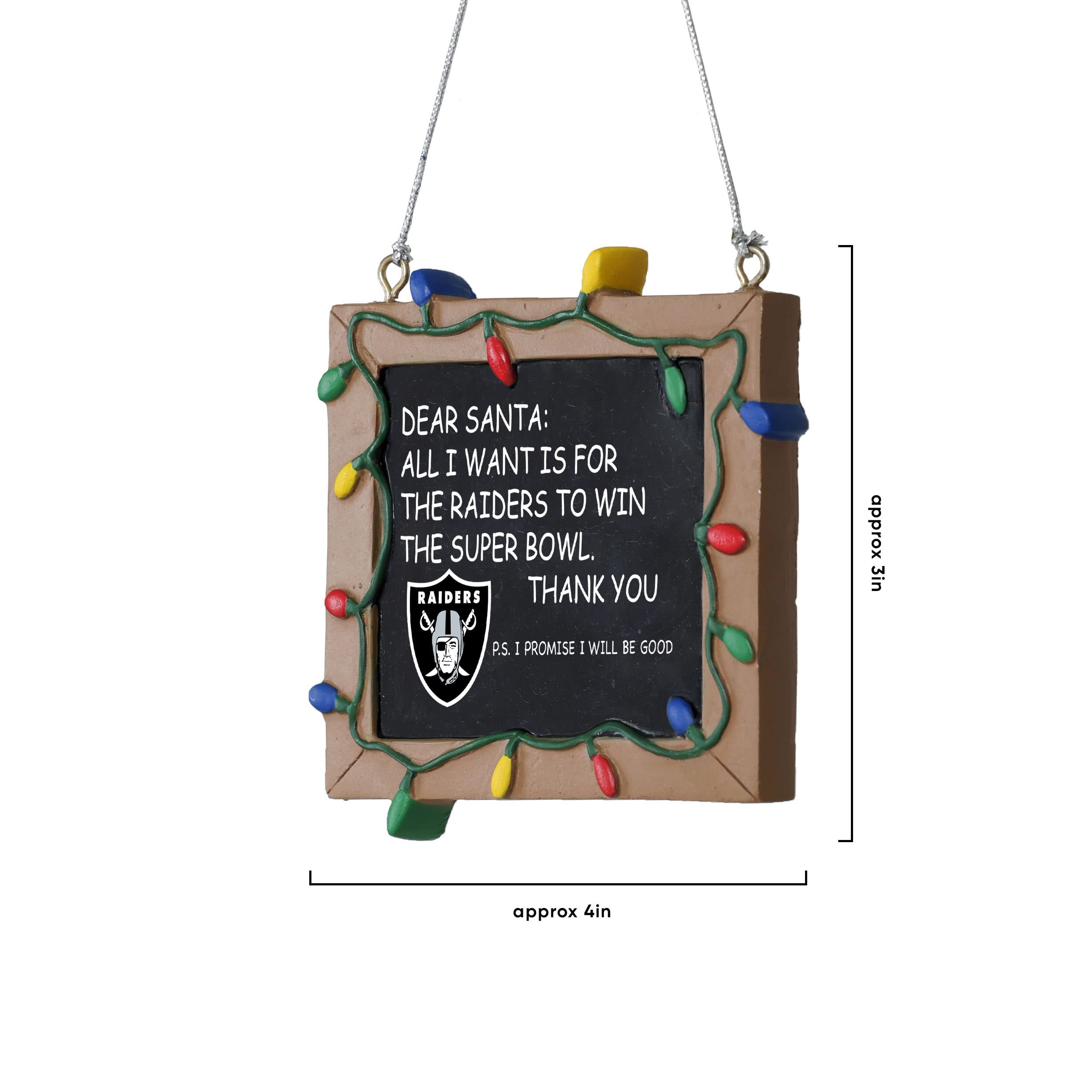 FOCO Oakland Raiders Resin Chalkboard Sign Ornament