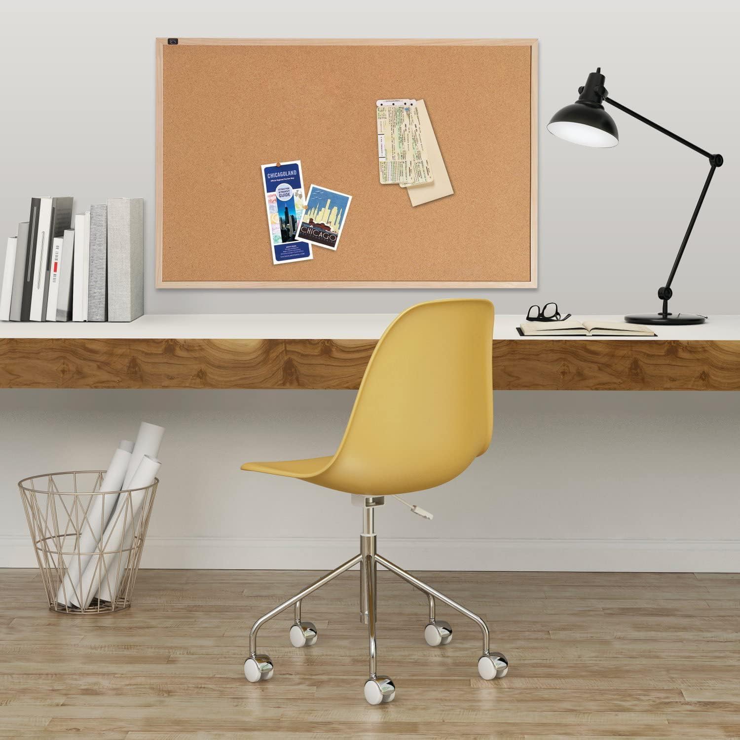 Quartet 35-380342Q Corkboard, Framed Bulletin Board, 17" x 23" Cork Board, Oak Finish Frame, Brown
