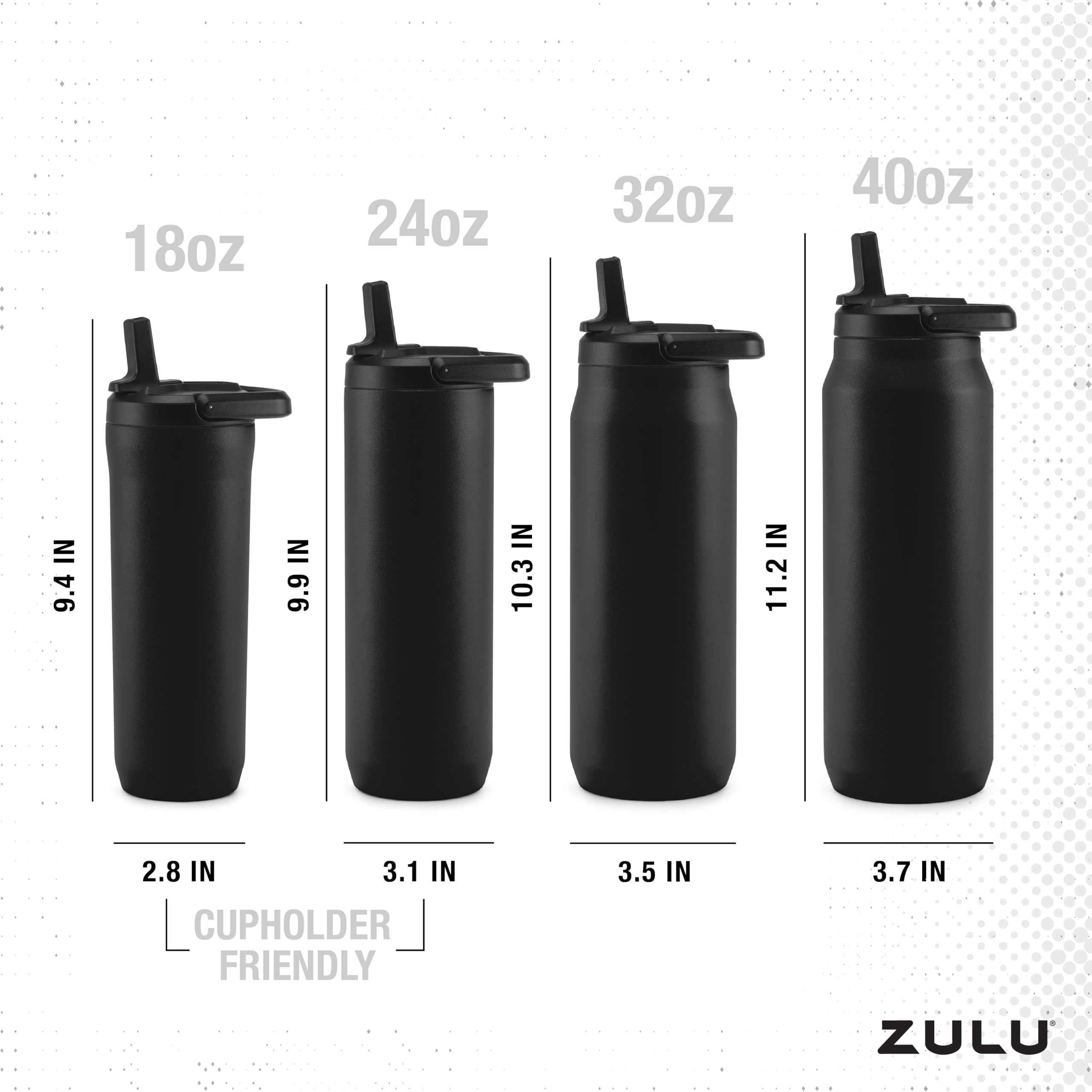 ZULU Base 18oz Kids Stainless Steel Water Bottle with 3 Lids- Straw, Chug, Twist | Double Walled and Vacuum Insulated Metal Thermos | Fits Car Cupholder, Built in Carry Loop, Dishwasher Safe, White