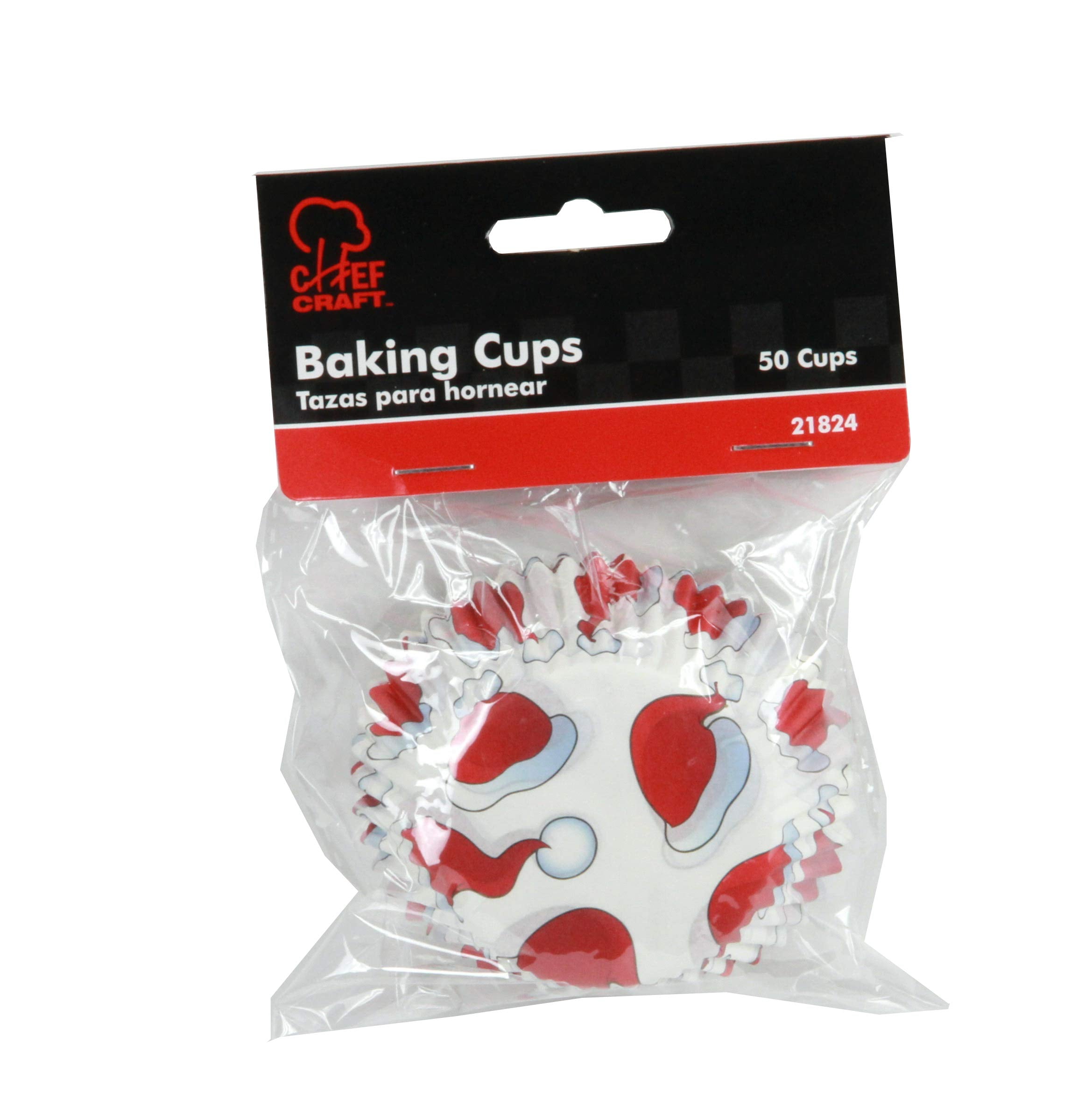 Chef Craft Paper Patterned Cupcake Liners, 50 count, White/Red
