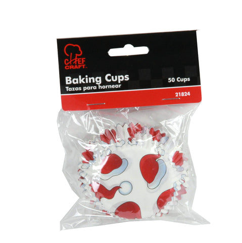 Chef Craft Paper Patterned Cupcake Liners, 50 count, White/Red