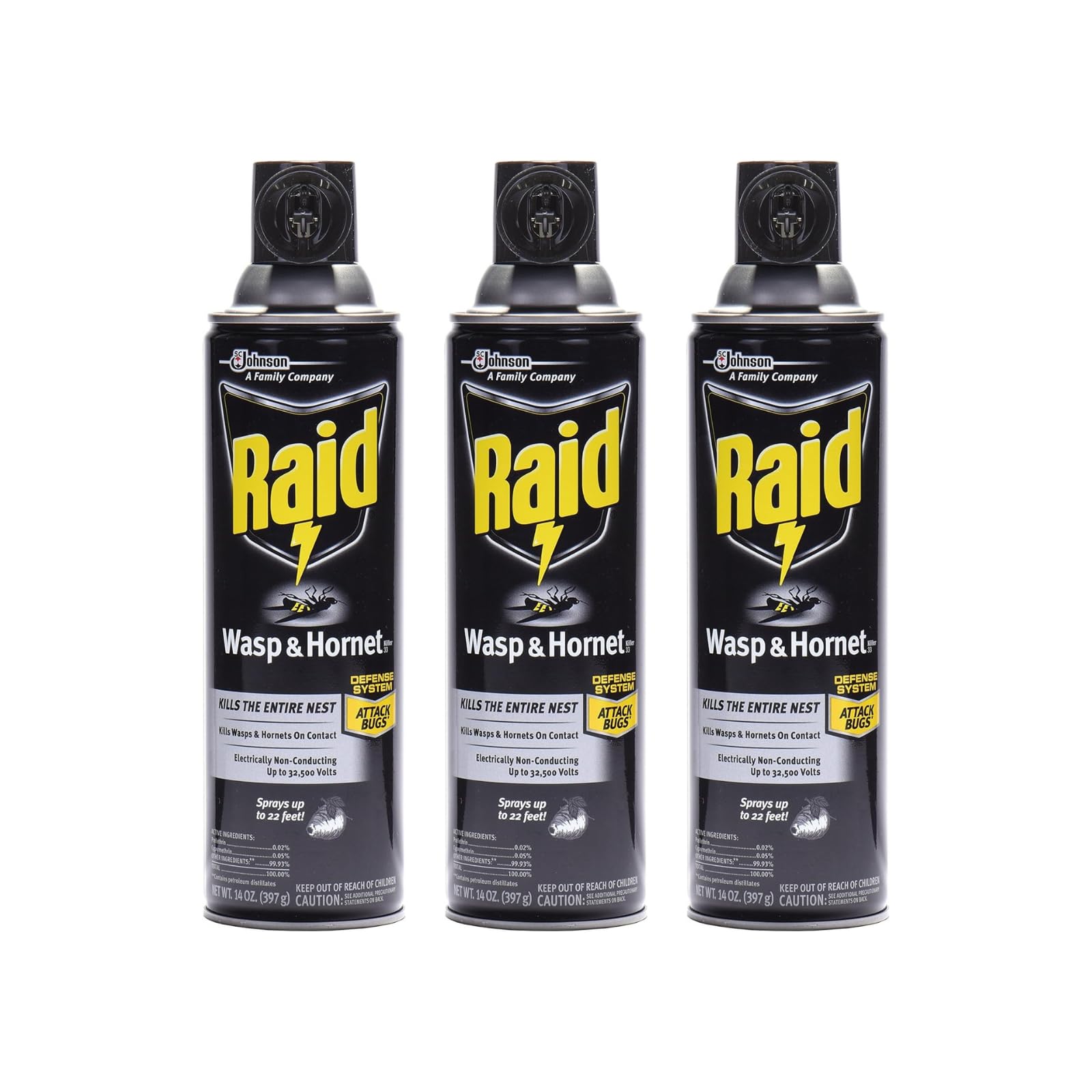 Raid Wasp and Hornet Killer Spray, 14 oz(pack of 3)