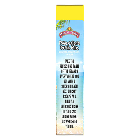 Margaritaville, Singles To Go Water Drink Mix Flavored NonAlcoholic Powder Sticks 6 Count, Pina Colada, 4.14 Ounce
