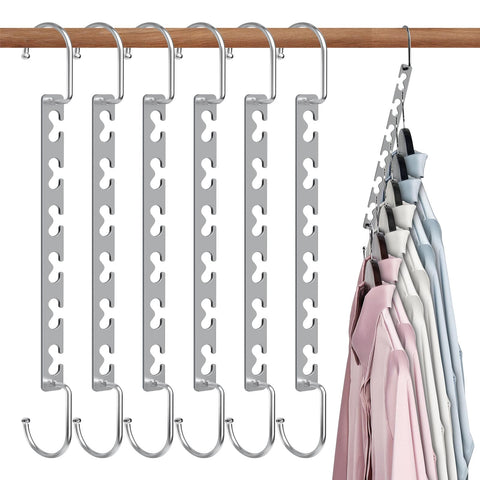 Space Saving Hangers for Clothes 6 Pack, Sturdy Metal Hangers Wardrobe Organizer, Magic Cascading Hanger, Closet Space Saver Closet Organizers and Storage