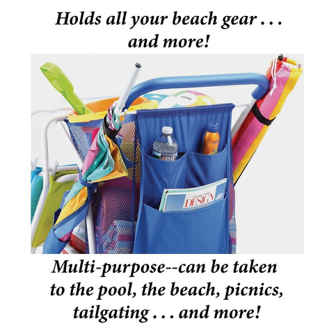 Folding Multi-Purpose Deluxe Beach Cart With Wide Terrain Wheels - Holds Your Beach Gear and more!