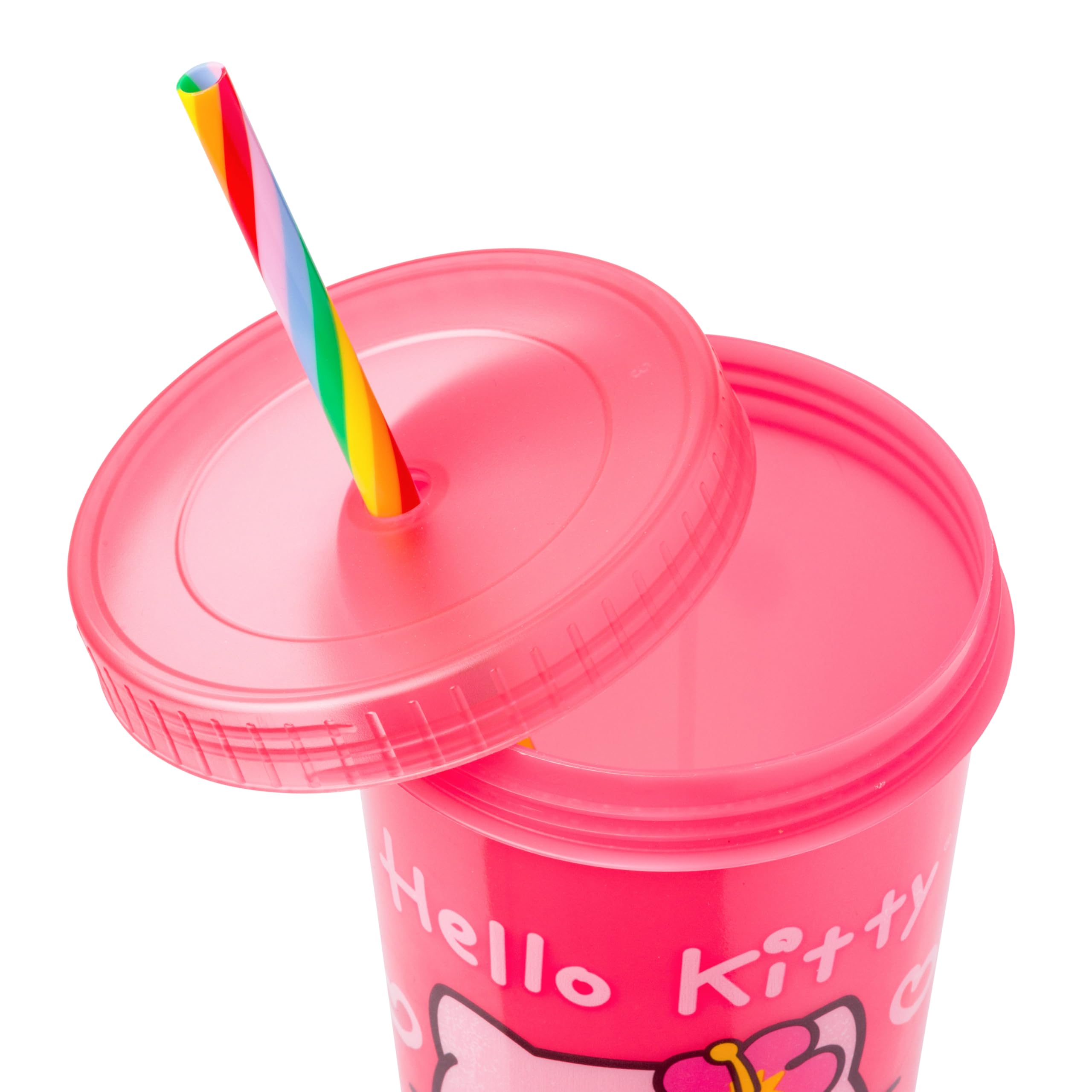 Silver Buffalo Sanrio Hello Kitty and Friends Kogyaru 4 Pack Color Change Plastic Tumblers Featuring Hello Kitty, Cinnamoroll, My Melody, and Kuromi, 24 Ounces