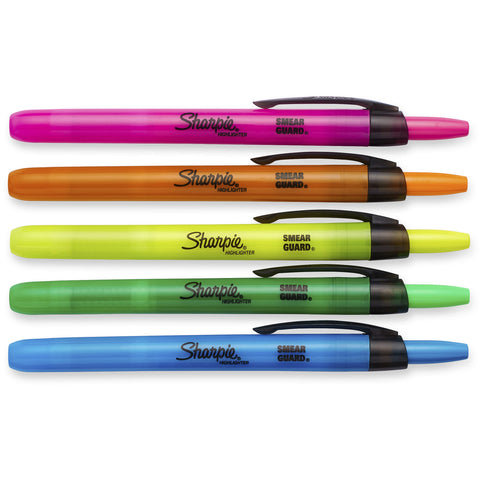Sharpie Accent Retractable Assorted 5 Pack