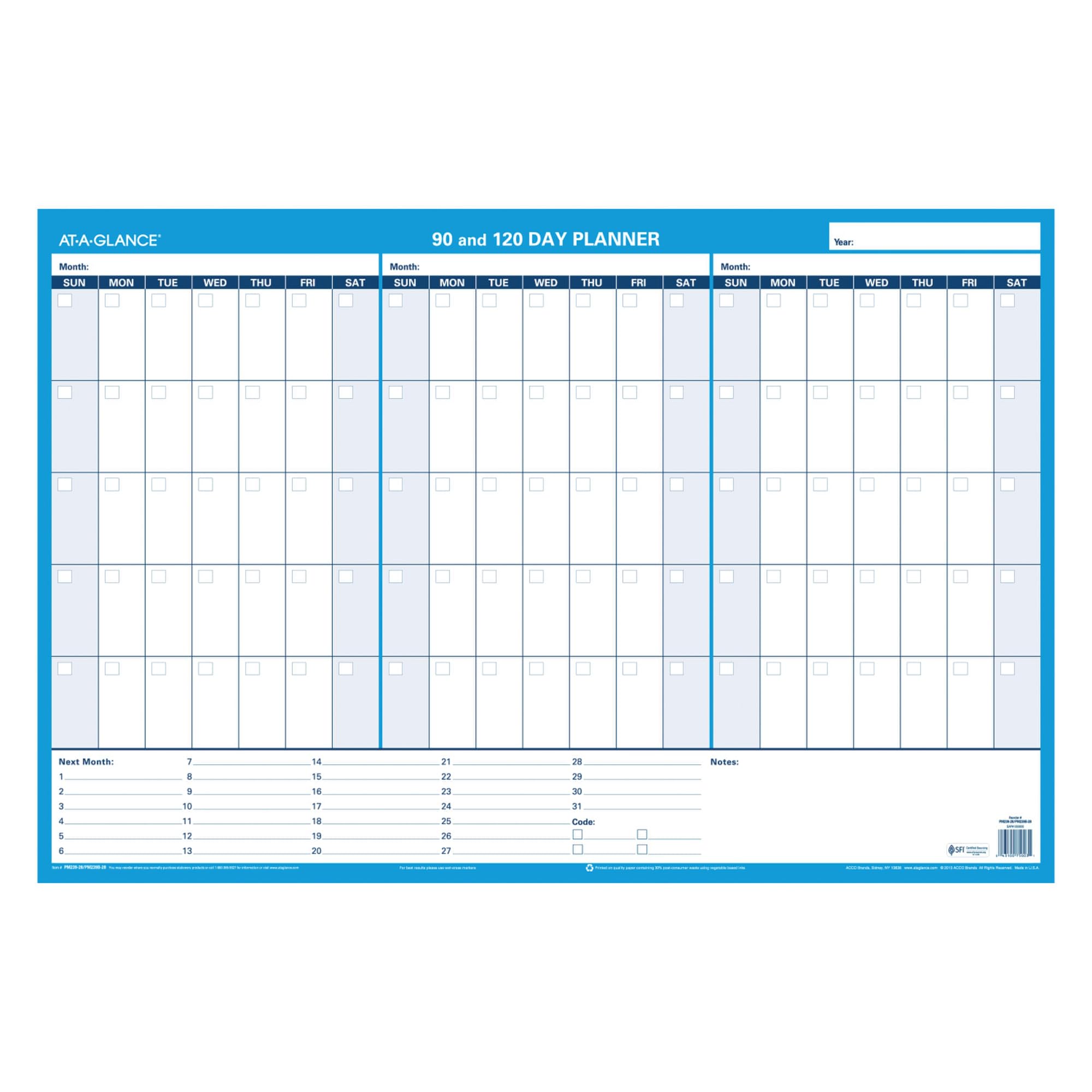 AT-A-GLANCE Undated Erasable Wall Calendar, 36" x 24", XLarge, 90-Day and 120-Day, Reversible, Horizontal (PM239B28)
