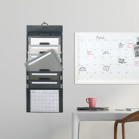 SMEAD Cascading Wall Organizer, 6 Pockets, Letter Size, Gray/Neutral Pockets (92061)
