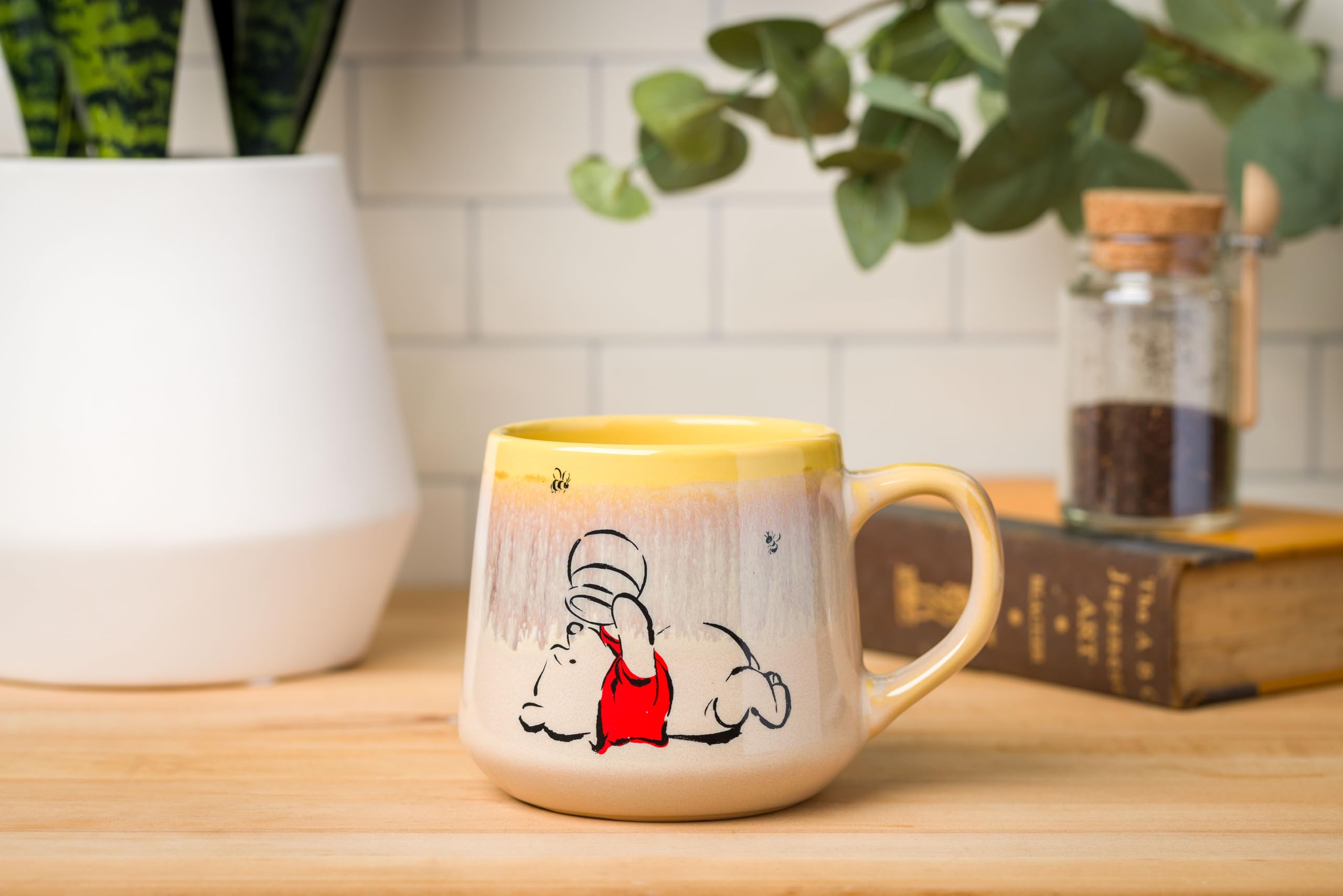 Silver Buffalo Winnie the Pooh Sweet Like Hunny Reactive Glaze Tapered Pottery Mug, 14 Ounces
