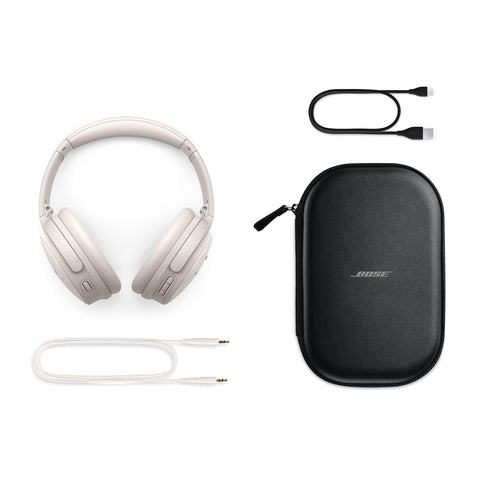 Bose QuietComfort Headphones - Wireless Bluetooth Headphones, Active Over Ear Noise Cancelling and Mic, USB-C Charging, Deep Bass, Up to 24 Hours of Playtime, White Smoke