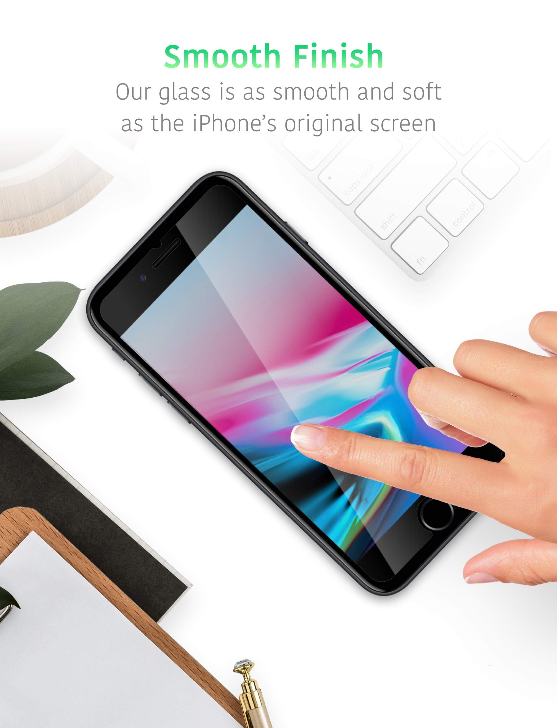 TalkWorks Tempered Glass Screen Protector for iPhone SE3/SE2/8/7/6S/6 - Case Compatible, Anti-Glare, Smudge & Crack Proof, Ultra Thin (Pack of 3)