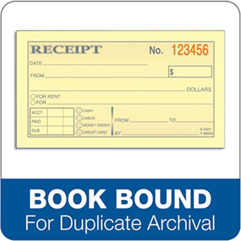 TOPS Money Receipt Book, 2-Part, Carbonless, 2 5/8 x 5 3/8 Inches, 50 Sheets, White and Canary, (46820)