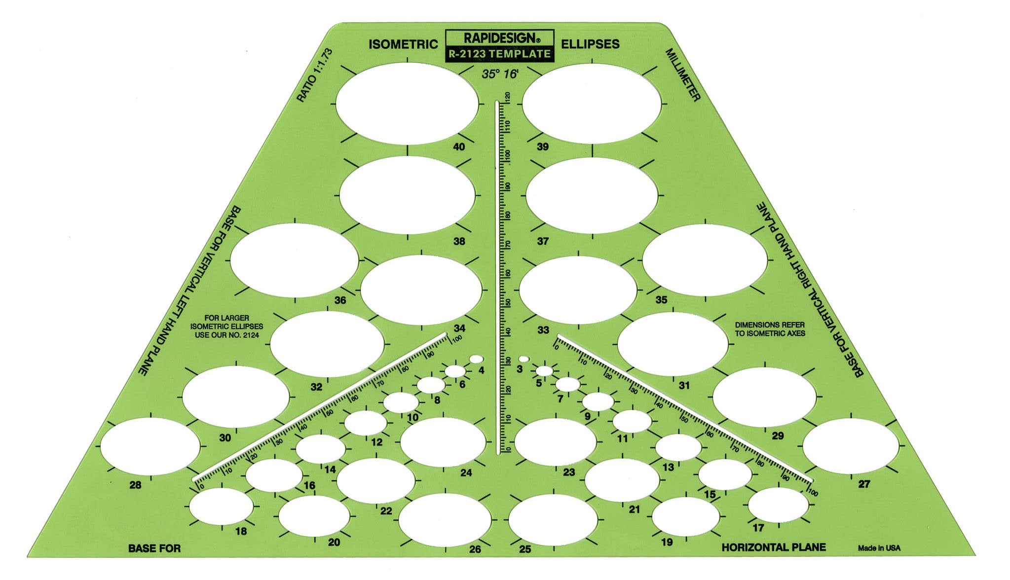 Rapidesign Metric Isometric Ellipse Template, 1 Each (R2123)