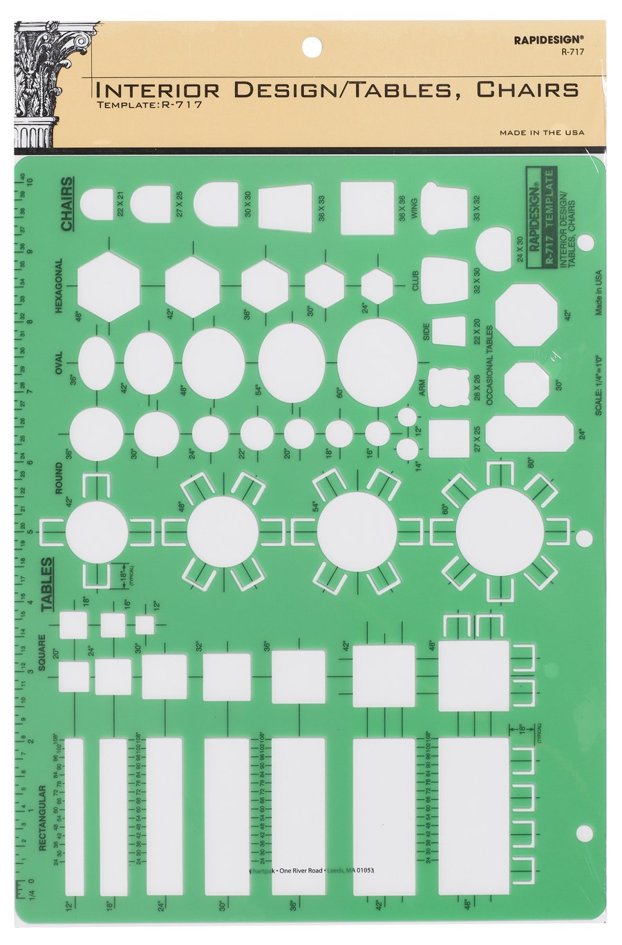 Rapidesign Interior Design Template for Table/Chairs, 1 Each (R717)